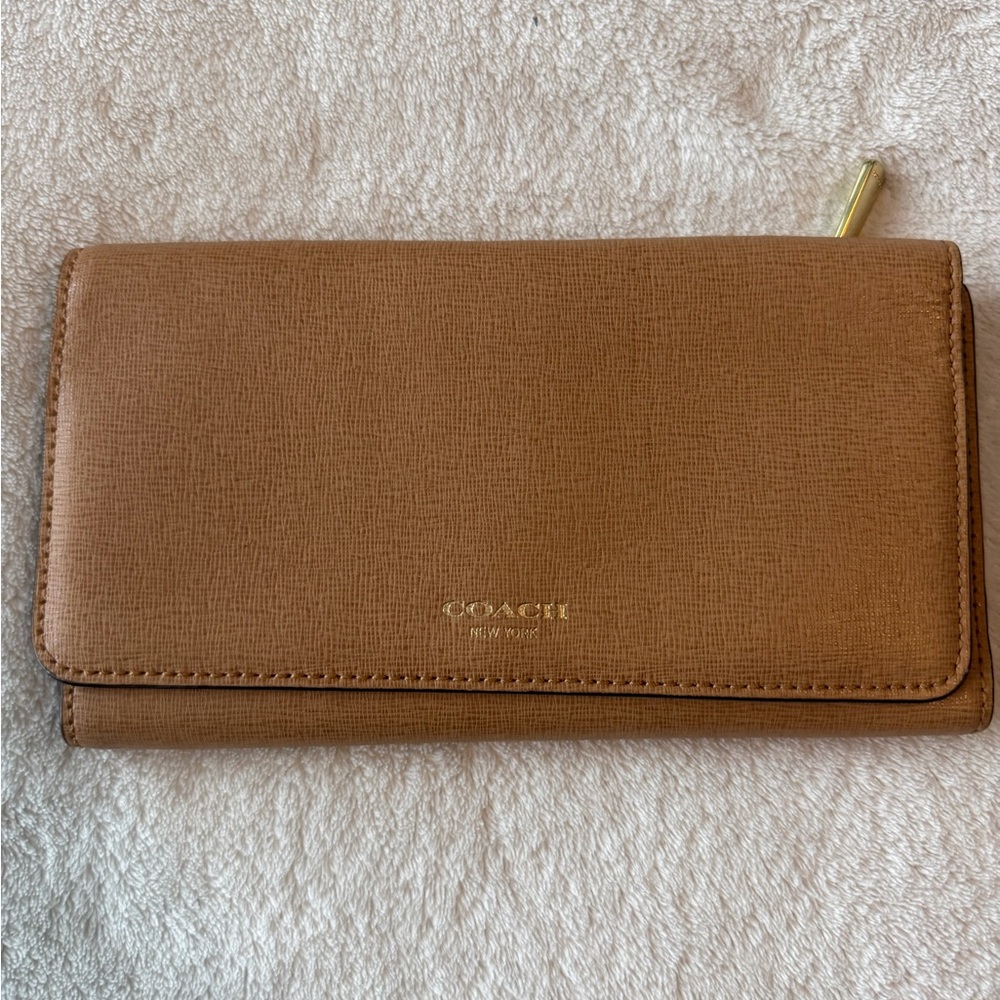 Coach Continental Wallet in Brown with Gold Accent